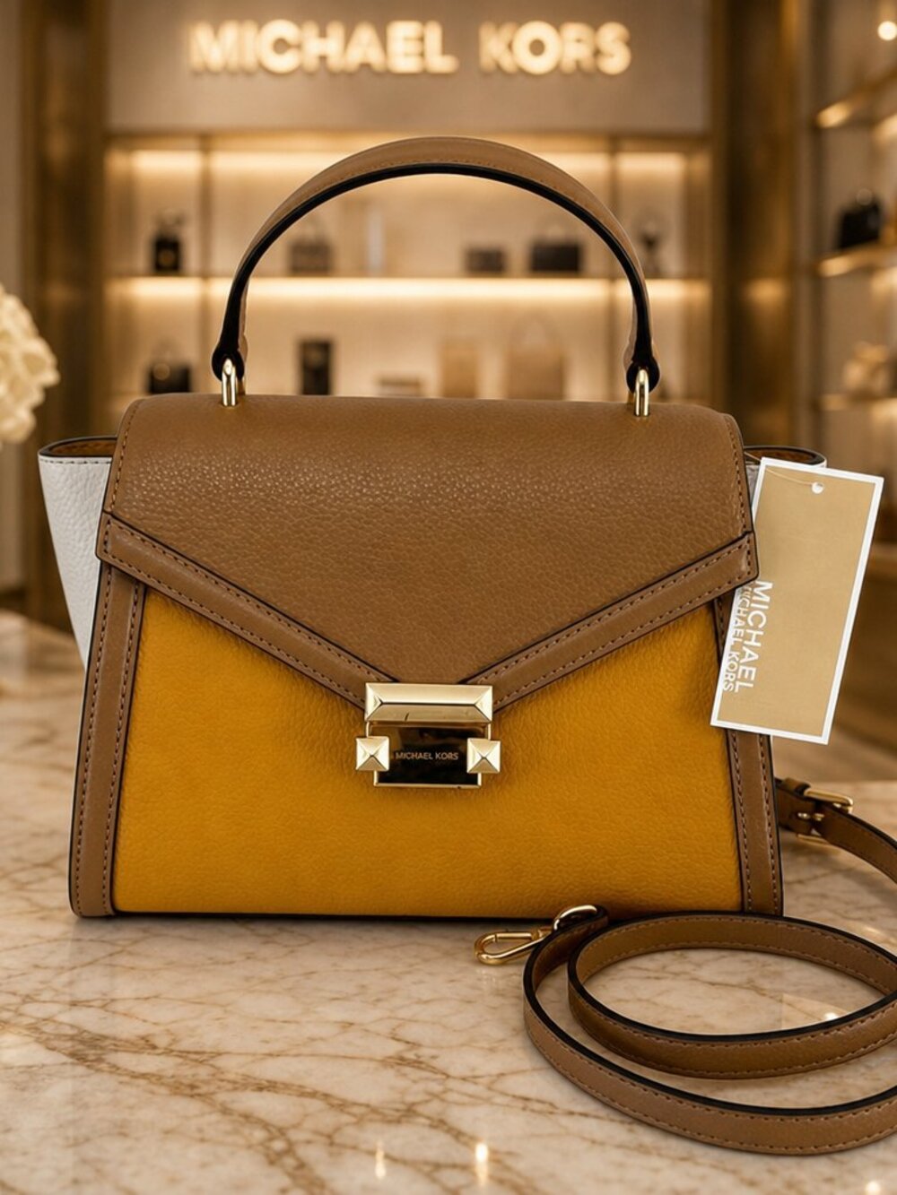 Michael Kors Whitney Goldenrod Medium Satchel NWT